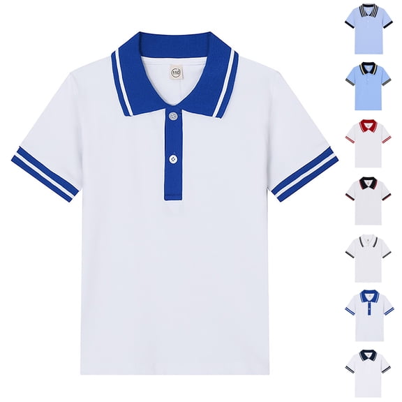 Kids Boys Polo Shirts Light Blue Uniform Shirts For Boys Summer Polo Shirt Boys Short Sleeve Polo Shirts 9-10 Years