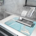 thumbnail image 5 of Dish Drying Mat for Kitchen Counter 18x24 Inch Marble Teal Blue Dish Drying Mat Microfiber Turquoise Gold Dish Mat Drainer Rack Mats Fast Dry Bottles Dish Dry Pad Protector Kitchen Accessories, 5 of 6