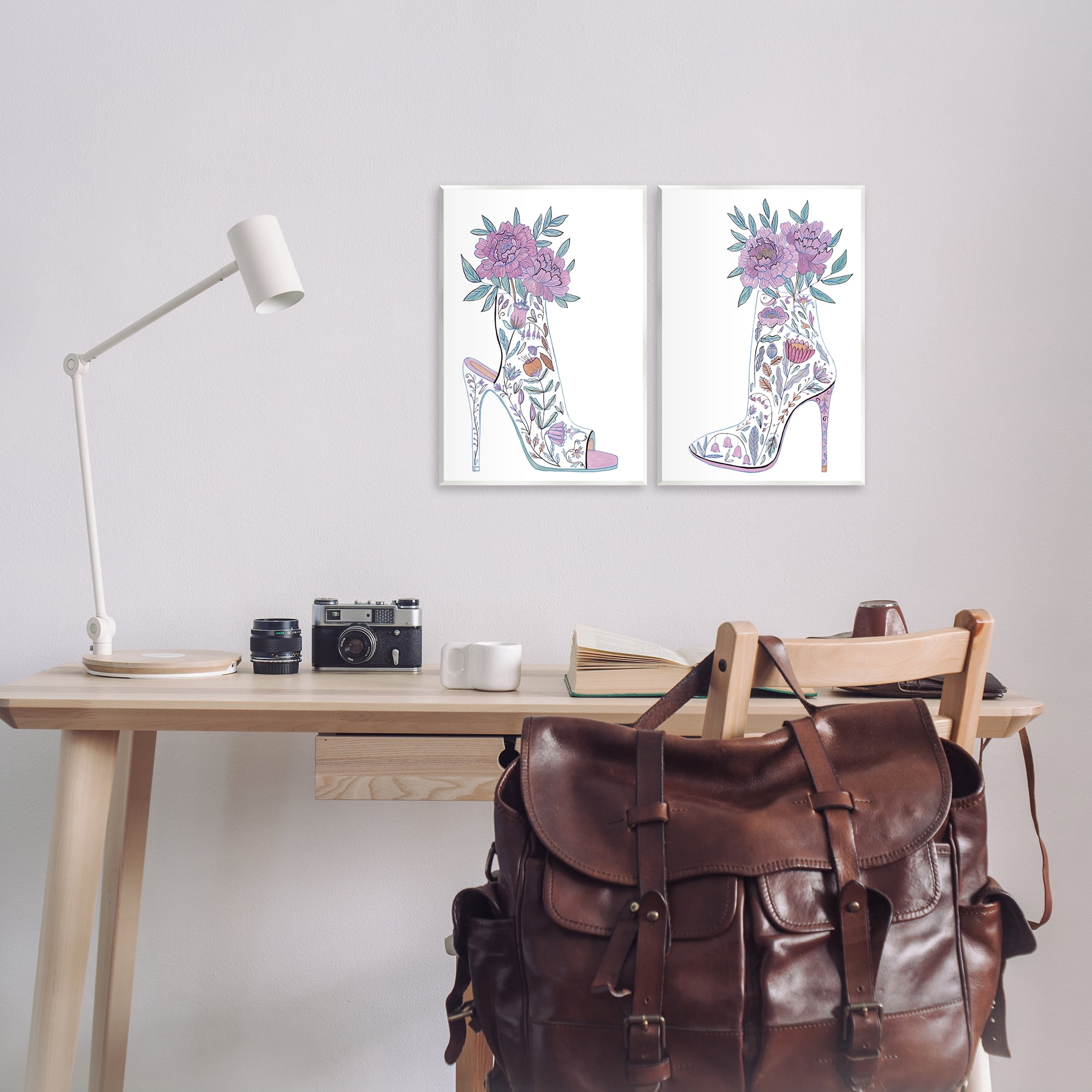 Stupell Industries Floral Stiletto Heel Boots Fashion Painting Unframed Art Print Wall Art, 11 x 14, Set of 2