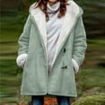 thumbnail image 2 of Dezsed Winter Jackets for Women Clearance Fashion Womens Warm Faux Coat Jacket Winter Button Solid Long Sleeve Outerwear Mint Green L, 2 of 4