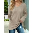 thumbnail image 5 of Womens Long Sleeve Tops V Neck Shirts Light-Weight Tunic Sweaters Fashion Khaki XXL, 5 of 9