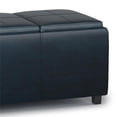 thumbnail image 2 of Avalon 42" Wd. Contemporary Storage Ottoman in Distressed Dark Blue Faux Leather, 2 of 7