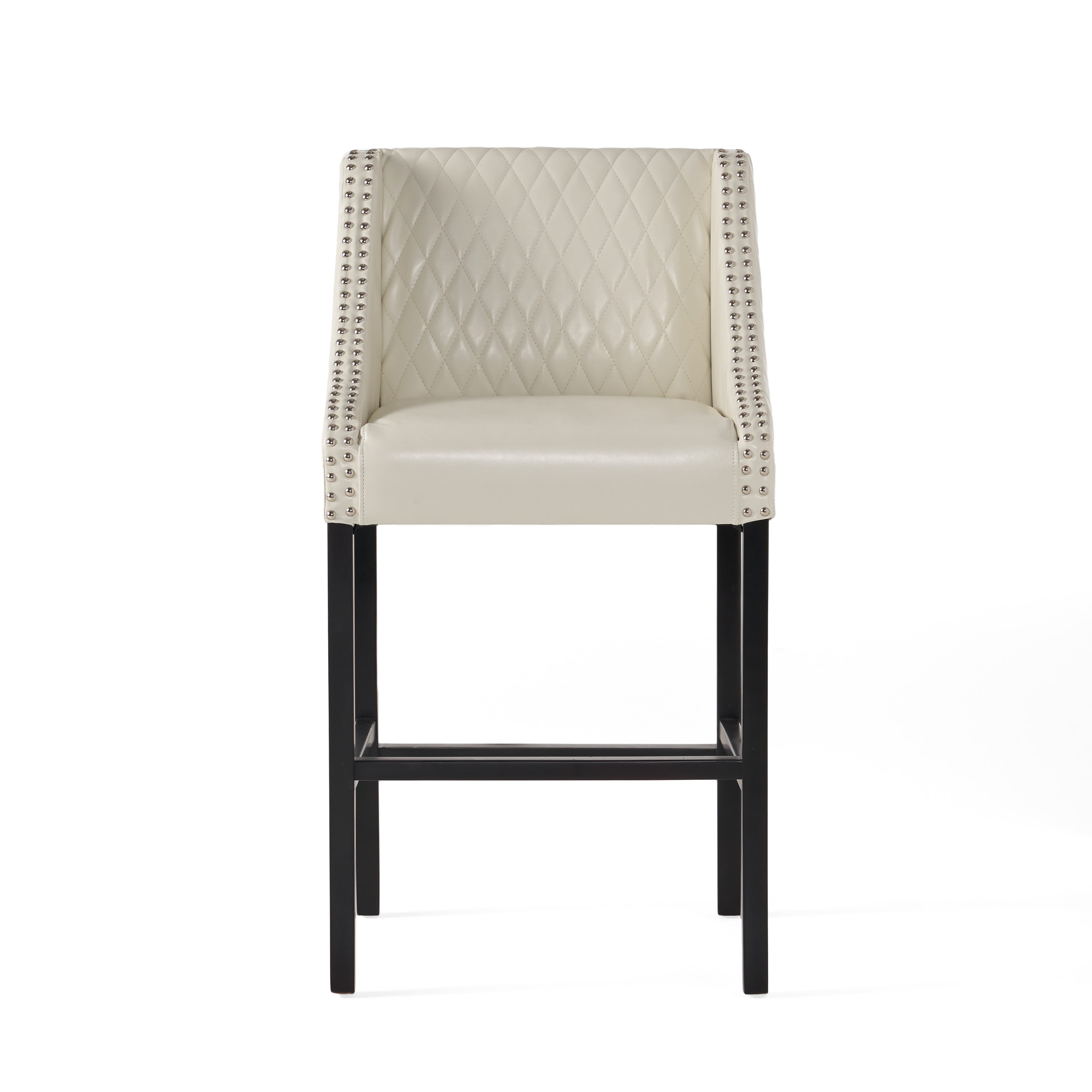 Noble House Eaton Barstool,Bonded Quilted Leather,Ivory