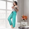 thumbnail image 5 of Disketp Turquoise Wooden2 Women's Comfy Pajama Pants Casual Drawstring Palazzo Lounge Wide Leg Pants-Small, 5 of 6