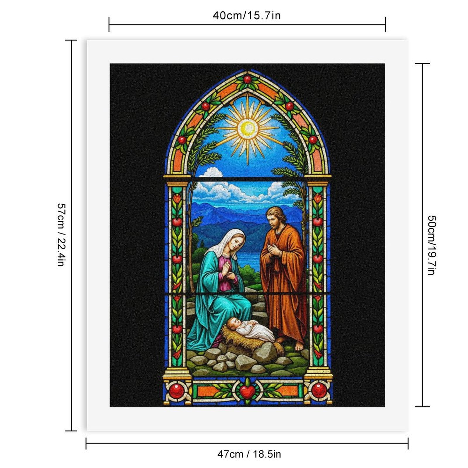 Paint By Numbers Kit for Adults Beginner - DIY Stained Glass Nativity Scene Art Canvas Painting Kits for Adults, Frameless Paint By Number for Adults for Home Wall Decor 16x20 Inch