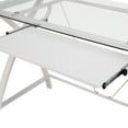 thumbnail image 6 of Flash Furniture Jude Clear Tempered Glass Computer Desk with White Pull-Out Keyboard Tray and White Crisscross Frame, 6 of 11