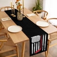 thumbnail image 3 of Black American Flag Table Runner - 36 Inch Long, Kitchen Dining Table Runner Dresser Scarves, Vintage Red Hockey Star Strip Flag Farmhouse Decor for Coffee Tables Wedding Party Banquet, 3 of 8