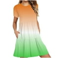 thumbnail image 2 of Viikei Womens Summer Dresses with Sleeves,Modern Wrap Short Sleeve Dress,Women's Summer Casual Short Sleeve T Shirt Dress Tiered Mini Dresses with Pockets Orange M, 2 of 5