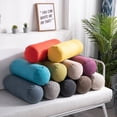 thumbnail image 2 of Solid Color Cotton and Linen Pillow Cylindrical Waist Linen Backrest Office Sofa Bedside Cushion Removable and Washable Candy Pillow, 2 of 6