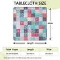 thumbnail image 2 of Blue Boho Pioneer Flower Patchwork Pattern Square Fitted Tablecloth with Elastic Edge,Square Table Cover,Washable Elastic Table Cover for Home Kitchen Party Decor 34"x34", 2 of 6