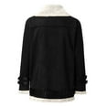 thumbnail image 3 of QATAINLAV Womens Fashion Suede Faux Leather Sherpa Jackets Long Sleeve Warm Fleece Coat Zip Up Lapel Motorcycle Short Jackets, Black, XXL, 3 of 9