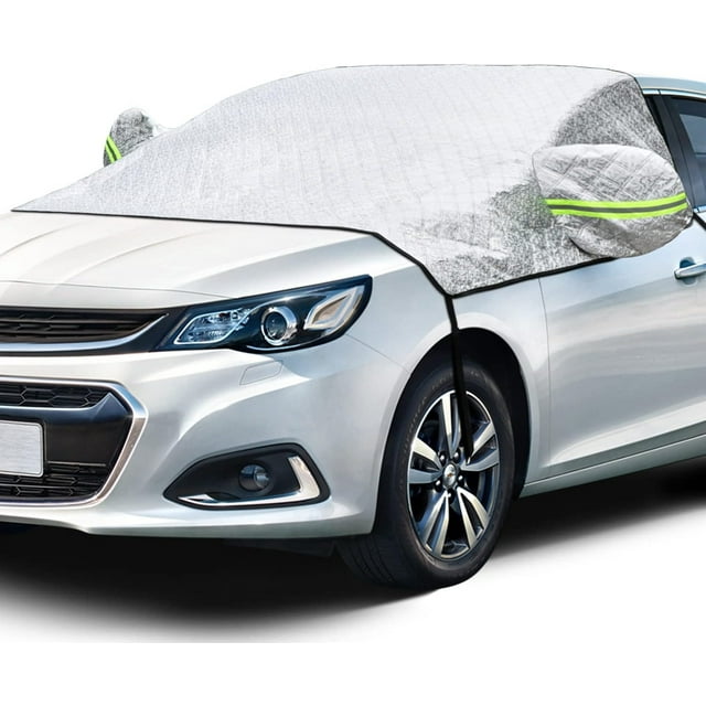 Cubierta de nieve para parabrisas para hielo, rayos UV, escarcha, protector de limpiaparabrisas y espejos, parasol a prueba de viento para automóviles, SUV compactos