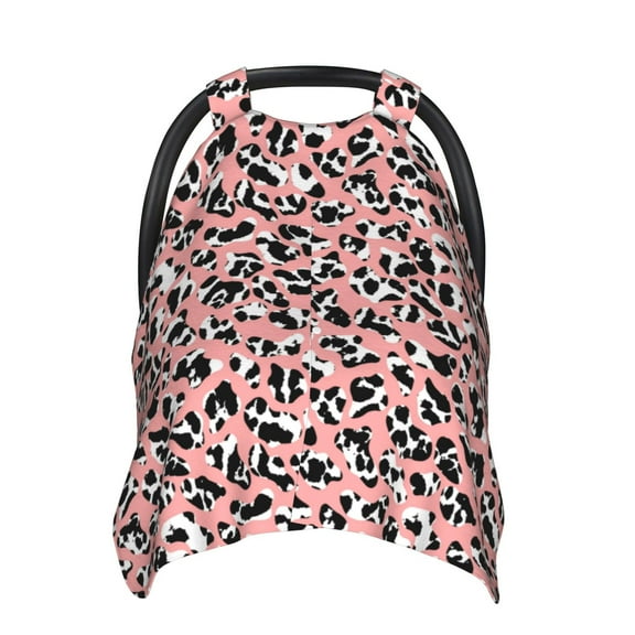 Car Seat Cover Baby - cute cow Leopard print pink Carseat Covers Baby for Girl Boy, Lightweight Newborn Car Seat Canopy Breathable Soft Infant Car Seat Cover