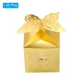 thumbnail image 3 of Cajas de Favor de Papel Hueco con Corte Láser en Forma de Mariposa Uxcell para Caramelos de Boda, Tono Dorado, Paquete de 25, 3 of 7