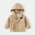 thumbnail image 3 of Gabardinas para niños, prendas de vestir exteriores para niños, chaqueta cortavientos informal, Otoño Invierno, ropa para bebés, cazadora cálido de lana con capucha, 3 of 5