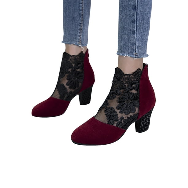 Office burgundy top ankle boots