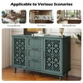 thumbnail image 6 of LFGUIZO 47″ Green Cabinet with Heart-Shaped Carved Doors Bohemia Sideboard with 3 Drawers 2 Doors and 2 Shelves Accent Storage Living room TV Stand, 6 of 7