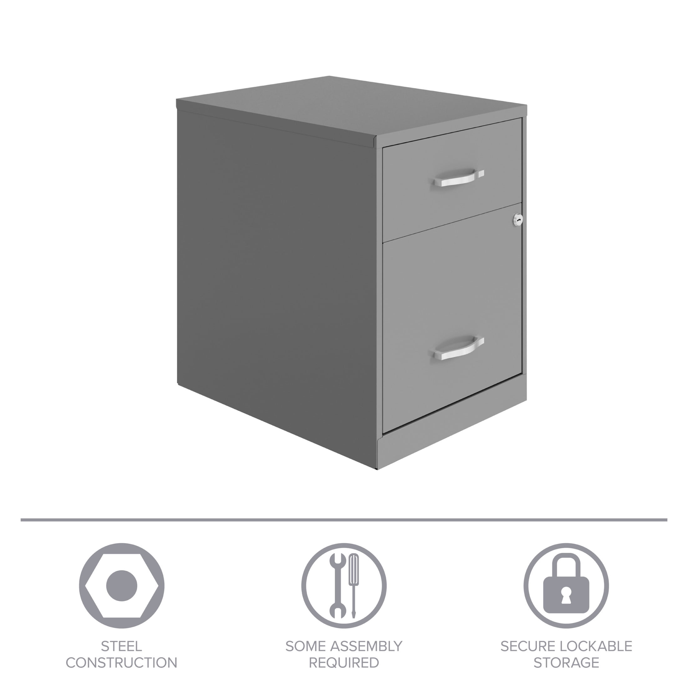 Space Solutions 18" Deep 2 Drawer Letter Width Vertical File Cabinet with Accessory Drawer, Silver