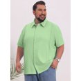 thumbnail image 4 of INSPIRE CHIC Men's Big & Tall Back to School Summer Button Down Short Sleeve Solid Color Vacation Beach Shirts 4XL Light Green, 4 of 4
