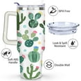 thumbnail image 3 of Green Cactus 40 Oz Tumbler with Handle Lid and Straw, Stainless Steel Double Walled Vacuum Insulated Cup, Cute Anniversary Wedding Birthday Gifts Tumbler for Women Men Friends Outdoor Indoor, 3 of 7