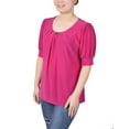 thumbnail image 2 of NY Collection Women's Short Sleeve Balloon Sleeve Top with Hardware, 2 of 4