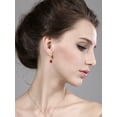 thumbnail image 2 of Gem Stone King 18K Yellow Gold Plated Silver Red Created Ruby Leverback Dangle Earrings for Women (4.00 Cttw, Gemstone July Birthstone, Oval 9X7MM), 2 of 5
