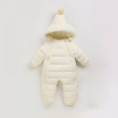 

SYNPOS Baby Newborn Baby Snowsuit Baby Hoodie Down Jacket Double Zip Jumpsuit Winter Coat Warm Romper for Infant Girls Boys Snowsuit Coverall Outerwear