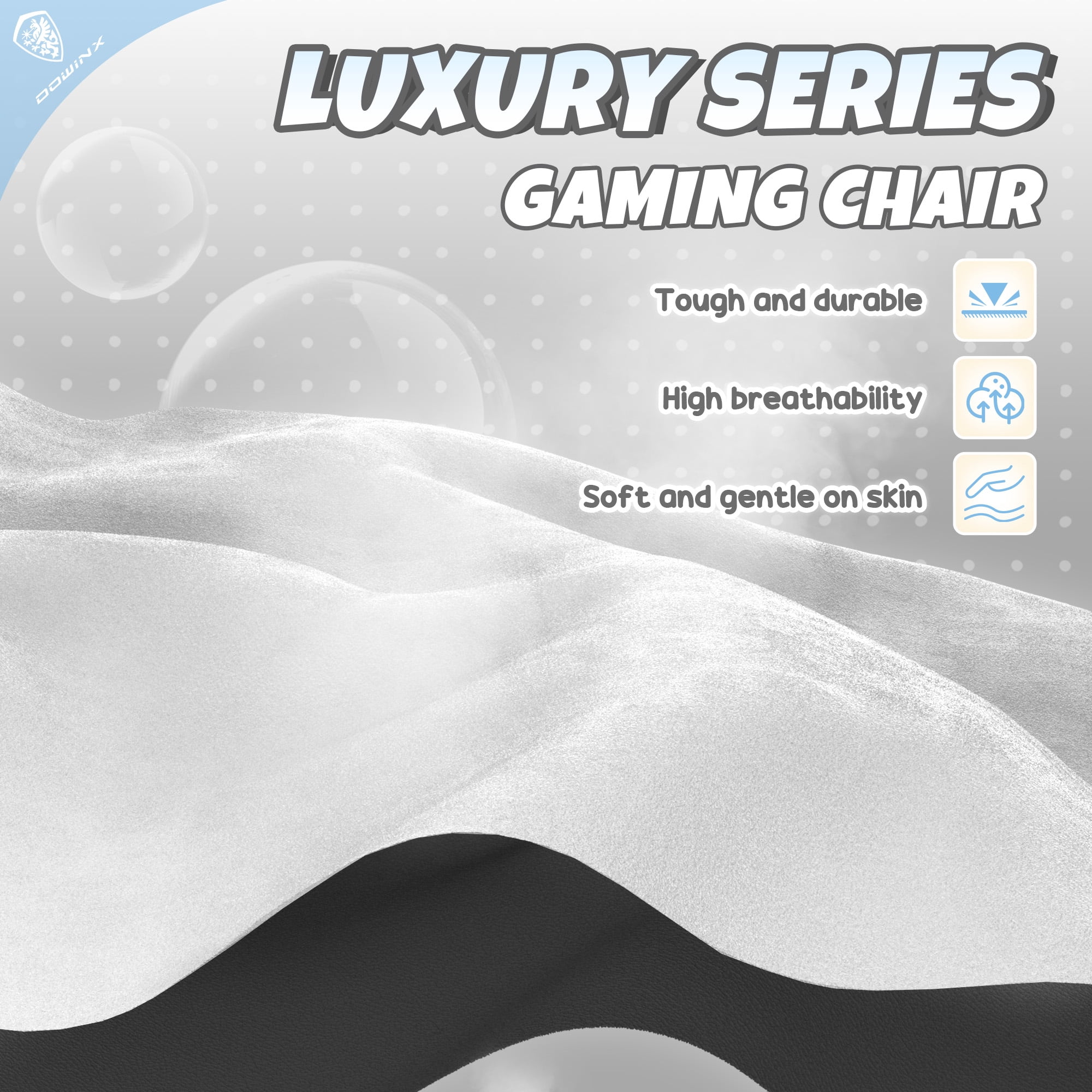 GOOSEA Cute Cat Ear Gaming Chair with Paw Print Lumbar Support and Cushion, Ergonomic Computer Desk Chair with Footrest, Reclining PC Game Chair for Girls and Women, 300lbs, Black and White