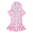 thumbnail image 2 of Gubotare Swimsuit Coverup for Girls Summer Girls Beach Quick Dry Cover Up with Pockets Tiered Ruffle Hem Smocked Bathrobe Hooded Size 9-10 Years (Hot Pink,9-10 Years), 2 of 8