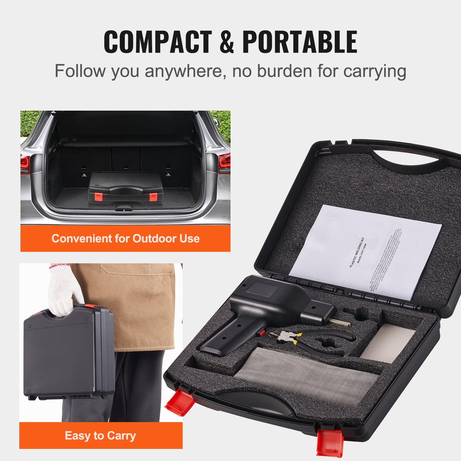 BENTISM Plastic Welder Kit, 70/150W Dual Power Plastic Welder Soldering Gun with 56PCS Weld Rods, 800PCS Hot Stapler Welding Machine Car Bumper Repair Kit, 6 Types Staples for Bumper/Kayak