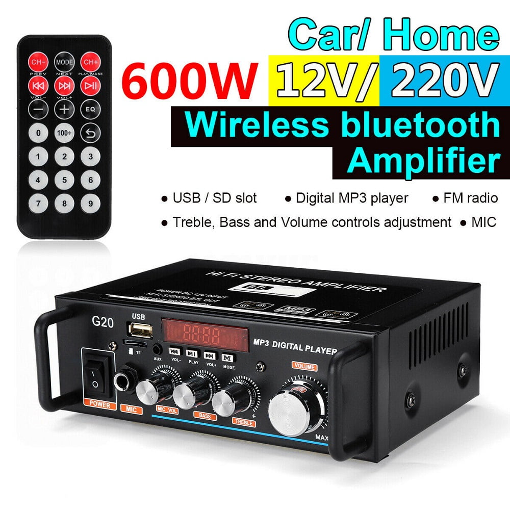 600W HIFI Bluetooth Power Amplifier Car/Home Theater Digital Power Audio Amplificador For Speaker Treble Bass Control FM USB