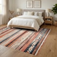 thumbnail image 3 of ODIKA 6'x9' Ultra-Soft Area Rug, Entryway Southwestern Zigzag Distressed Vintage Stripe Border None Washable, Bare feet friendly, Silk-Touch for Guest Room, Bedroom, 3 of 7