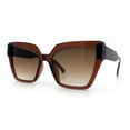 thumbnail image 4 of Womens Modish Squared Oversized Cat Eye Plastic Sunglasses All Brown, 4 of 8