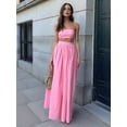 thumbnail image 2 of Women'S 2-Piece Set Sleeveless Strappy Tank A-Line Maxi Skirts Casual Pleated Beach Boho Maxi Skirt with Pocket Pink S, 2 of 7