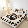 thumbnail image 4 of Erosebridal Checkerboard Leopard Print 8 Ball Bow Print Queen Sheet Sets, Sports Monogram Bed Set for Kids Boys and Girls, 1 Flat Sheet, 1 Fitted Sheet and 2 Pillowcases, 4 of 6