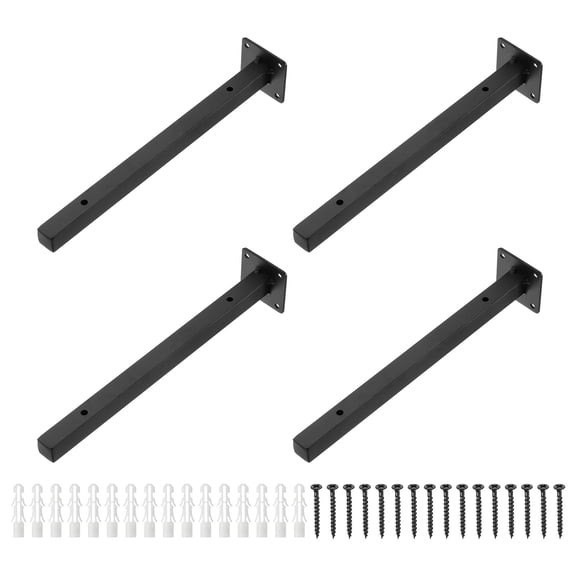 Uxcell Floating Shelf Bracket,4Pack 12 Inch Iron Hidden Wall Mounted Shelf Supports with Screws and Expansion Tube