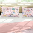 thumbnail image 5 of Pink Comforter Set Princess Fairy Castle Printed Pattern Quilt Bedding Set with 1 Comforter and 2 Pillowcases for Girls Kids Queen Size, 5 of 5