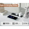 thumbnail image 3 of Commode à 9 Tiroirs en Rotin avec Station de Recharge, Commode Rustique, Grand Commode de Garde-Robe Organisateur de Rangement pour Chambre, Salon, Entrée, Blanc, 3 of 6