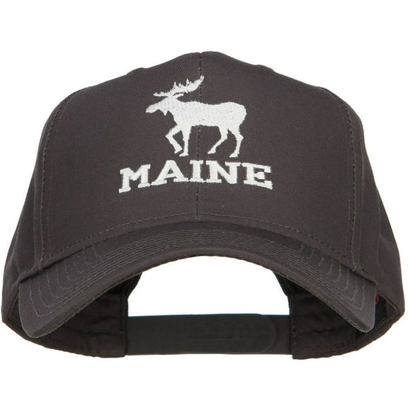 Maine State Moose Embroidered Twill Cap - Charcoal OSFM