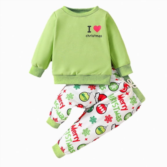 Xyant Toddler Baby Boy Christmas Outfit Long Sleeve Crewneck Sweatshirt Print Pants Fall Winter Clothes,Size 18-24 Months