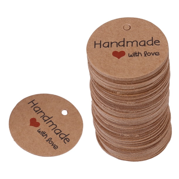 100 Etiquetas de Papel Kraft Hechas A Mano, Lindas Minitarjetas Redondas Para Etiquetas de Precios, Regalos, Ropa y Más, Manualidad Con Cintas o Cuerdas