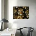 thumbnail image 4 of Acheng Jungle Animal Canvas Wall Art Tiger Lion Leopard with Gold Leaves Painting Pictures African Theme Prints Artwork for Living Room Dressing Room Bathroom Decor Ready to Hang  20x16in, 4 of 6