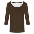 thumbnail image 4 of MIXUE Autumn Winter Solid Color Crew Neck Long Sleeve Slim Fit Fashion Casual Tshirts Streetwear,Brown,S, 4 of 4