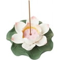 thumbnail image 2 of Pink Lotus Incense Holder Porcelain Incense Burners Home Office Teahouse Zen Buddhist Supplies Ceramic Stick Holder with Lotus Leaf for Yoga Studio Decor Meditation 90mm, 2 of 7