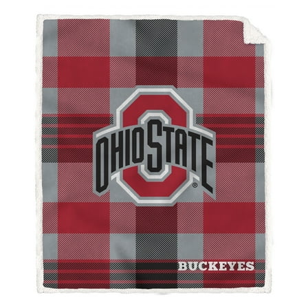 Pegasus Ohio State Buckeyes 60- x 70- Plaid Steel Ultra Cozy Sherpa Blanket
