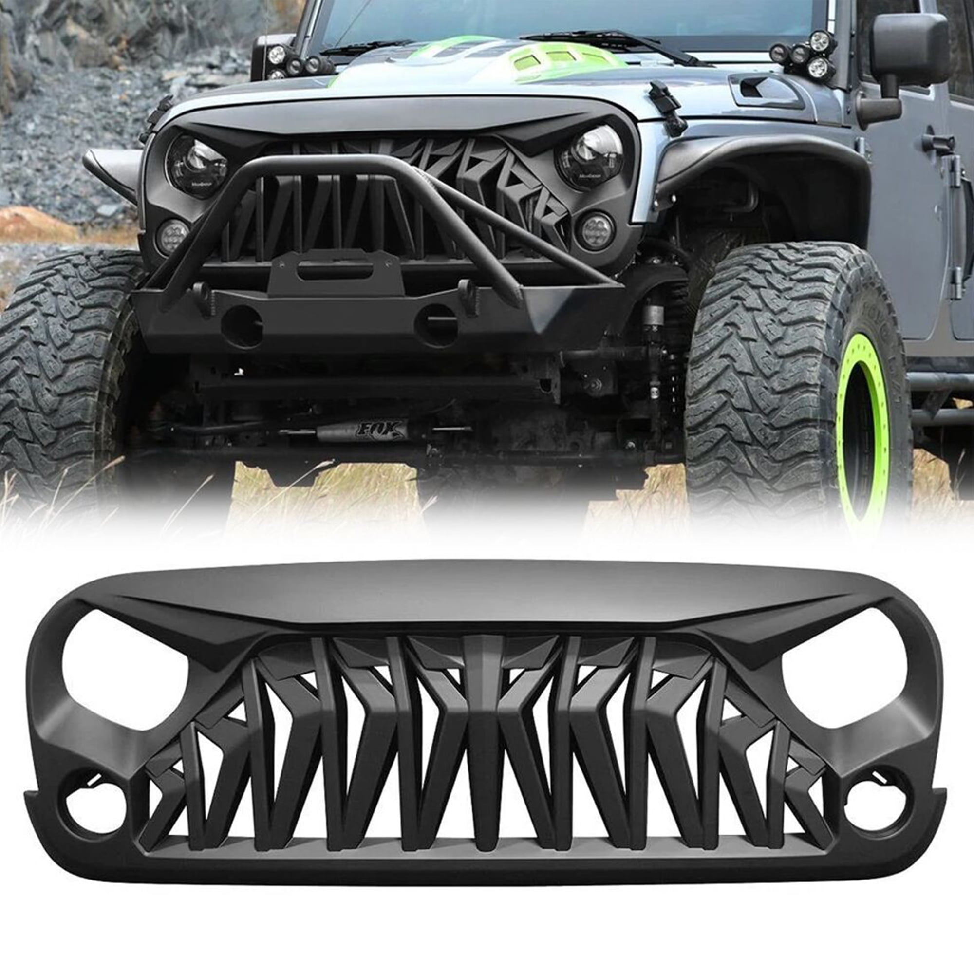 American Modified Shark Grille for 2007 to 2018 Jeep Models, Matte ...