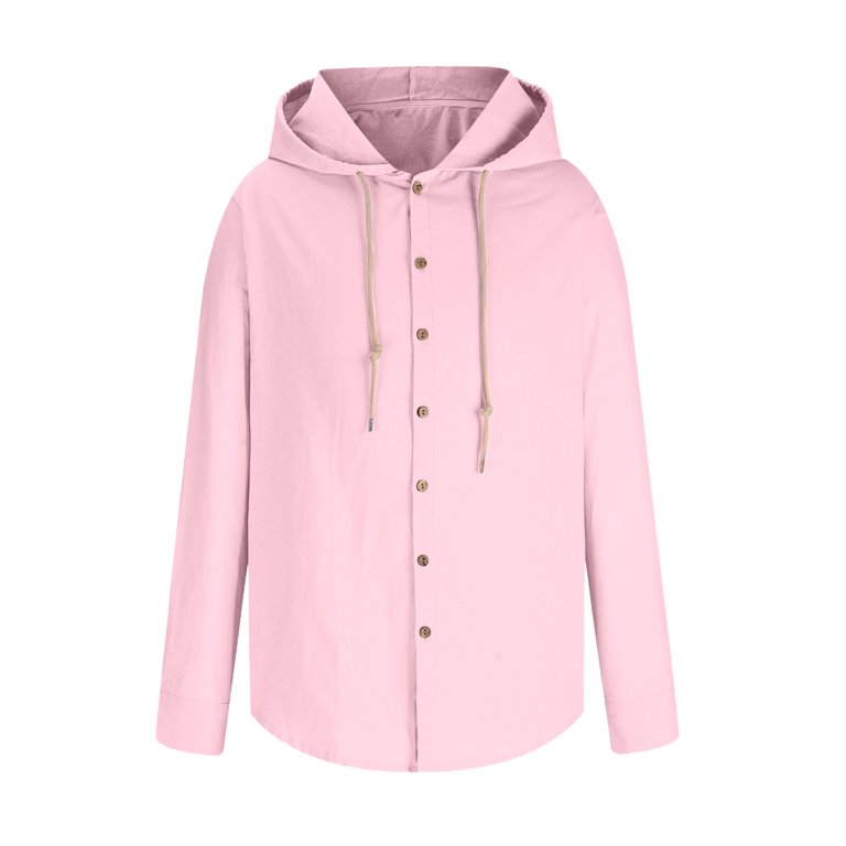 BADHUB Mens Cotton Linen Hoodies Shirts Big and Tall Casual