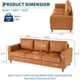 thumbnail image 2 of Garvee Brown Leather Sofa, 83" Mid-Century Modern Couch, 3-Seater Sofa with Armrests and Comfy Cushions, Pu Deep Seat Sofas for Living Room, Bedroom, Office, 2 of 6