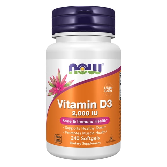NOW Supplements, Vitamin D-3 2,000 IU, High Potency, Structural Support*, 240 Softgels