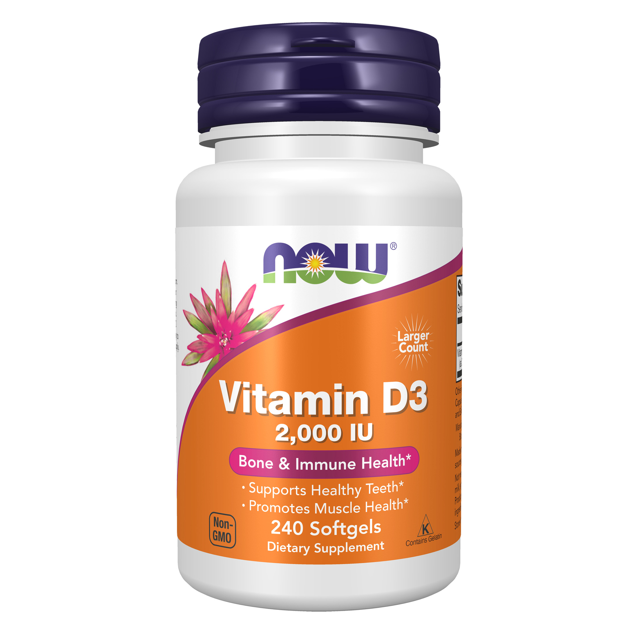 NOW Supplements, Vitamin D-3 2,000 IU, High Potency, Structural Support*, 240 Softgels